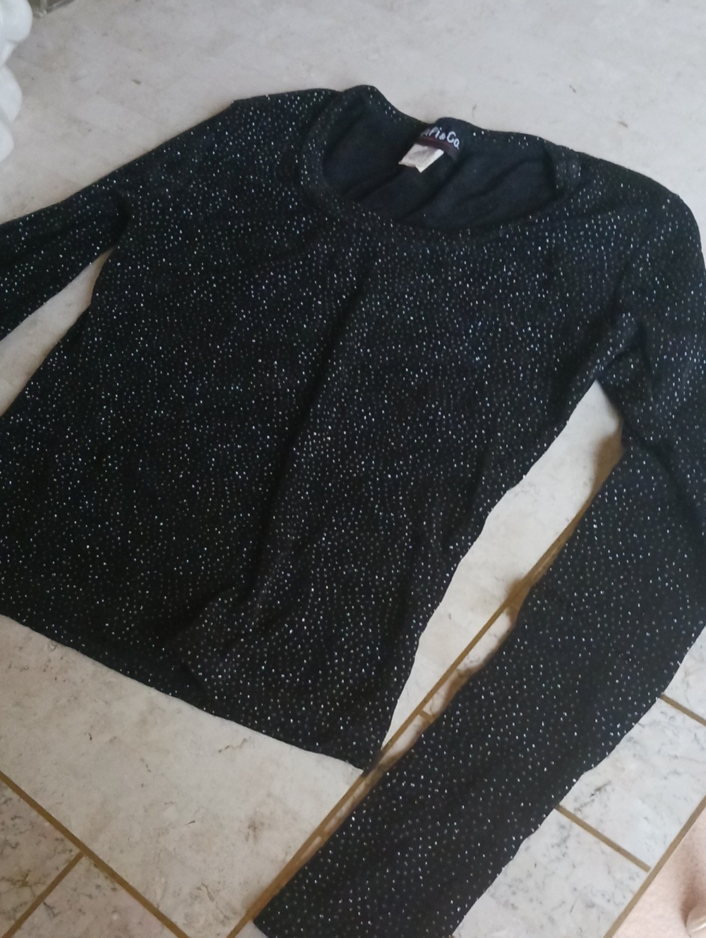 Vintage Top, brand- PiPi & Co., size Medium, Black W/silver lurex design,New..